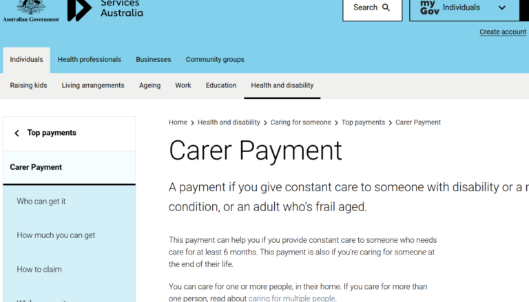 carer payment centrelink