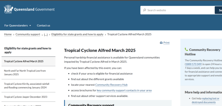 Centrelink cyclone Alfred